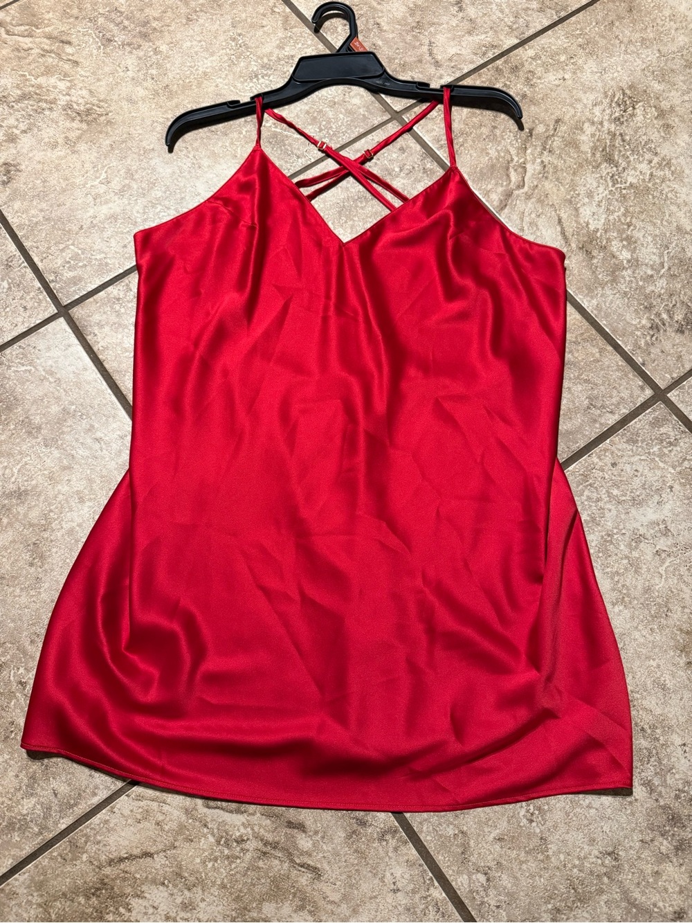 NWT Victoria's Secret Red Satin Crisscross Strap Nightgown